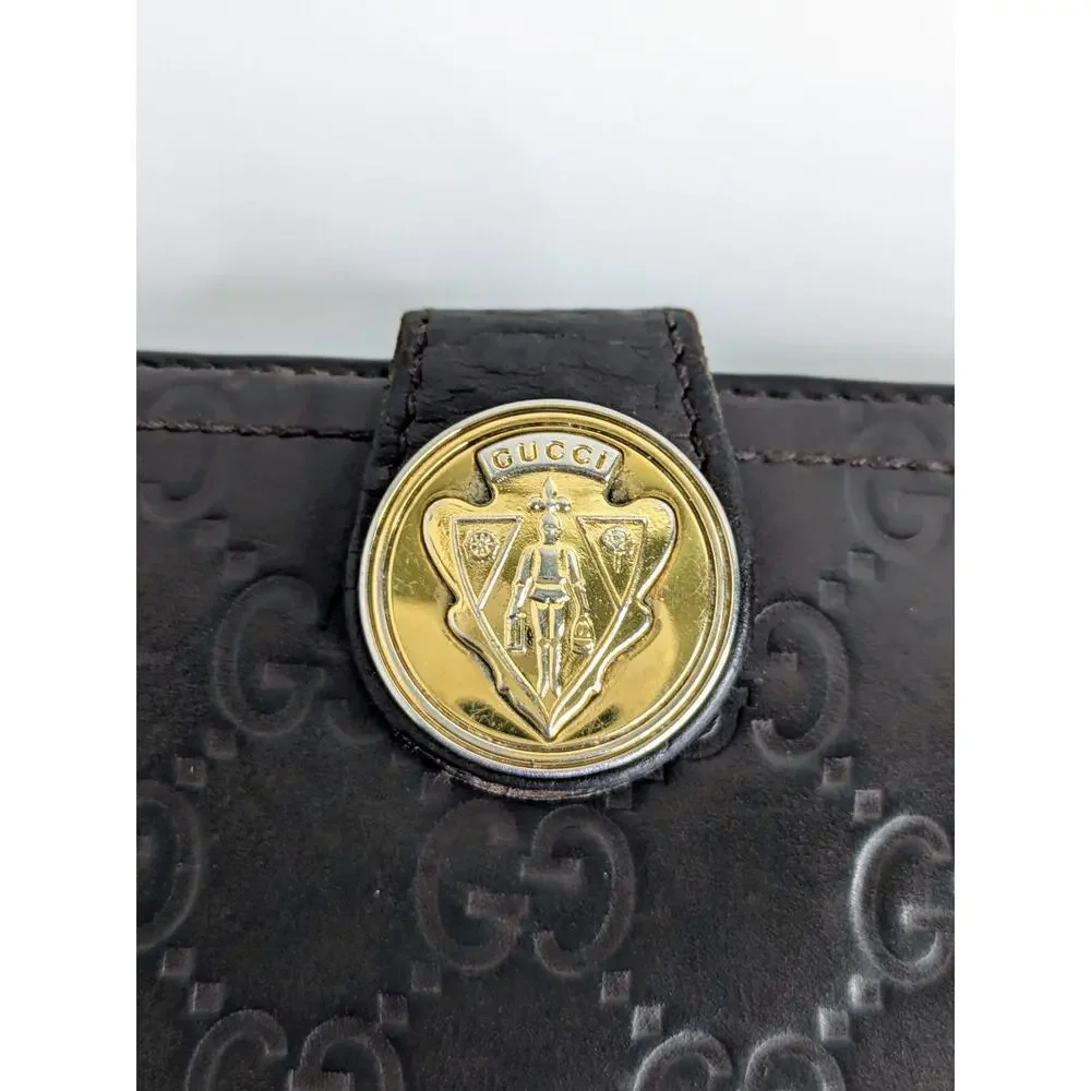 Gucci Guccissima Hysteria Continental Wallet Brown Leather GG Logo Bifold Snap